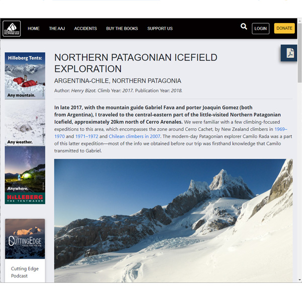 <p>NORTHERN PATAGONIAN ICEFIELD EXPLORATION<br />rnARGENTINA-CHILE, NORTHERN PATAGONIA</p>